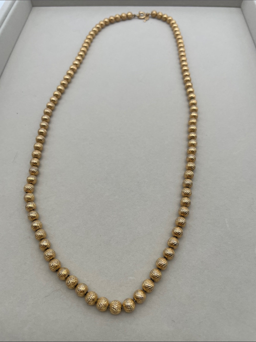 Crown Trifari Textured Gold Bead Necklace - Timeless Gold Tone